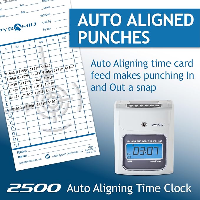Pyramid Time Systems Small Business 2500 Time Clock Bundle, Ivory | Tracks worked time for unlimited number of employees.