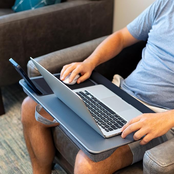 LAPGEAR Home Office Pro Lap Desk – Silver Carbon, Fits 15.6” Laptops