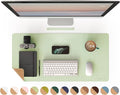 RENMTURE Dual-Sided Mouse Pad, Natural Cork & PU Leather Large Desk Pad for Office and Home Work, Desk Protector Non-Slip, Waterproof, Easy Clean (Light Green, 32"x16")