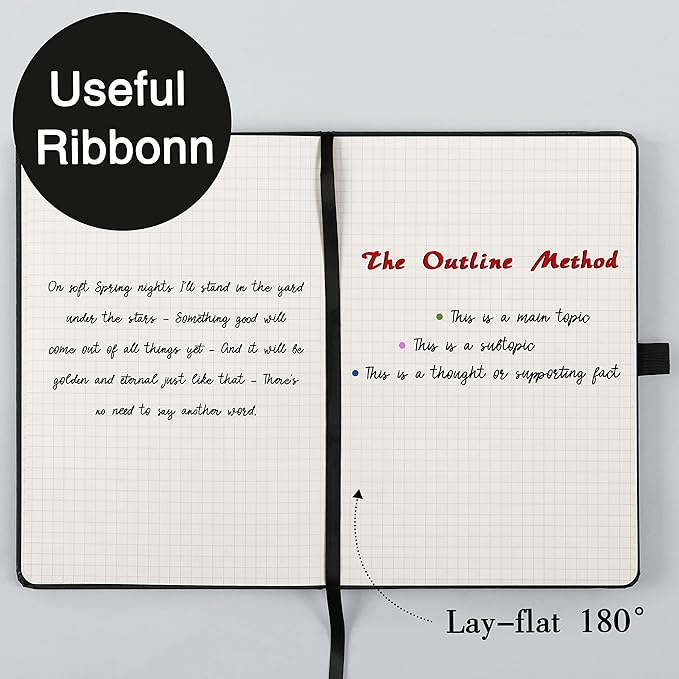 Graph Grid Paper Notebook/Journal - Classic Journal/Notebook with Ribbon