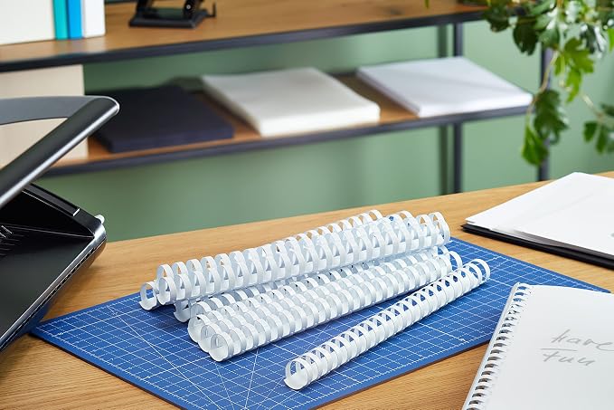 Fellowes A4 22 mm Plastic Binding Combs for Comb Binding Machine, Binds 151 to 180 Pages, White, Pack of 50