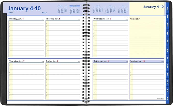 AT-A-GLANCE 2027 Appointment Book Planner, Weekly & Monthly, 13-Month Jan-Jan, 8" x 10", QuickNotes, Black (76010527)