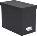 Bigso John Fiberboard Label Frame Desktop File Storage Box - Document Organizer for Important Paperwork - Durable Hanging File Box with a Lid & Metal Label Window - 7.36 x 13.38 x 10.51 in - Dark Grey