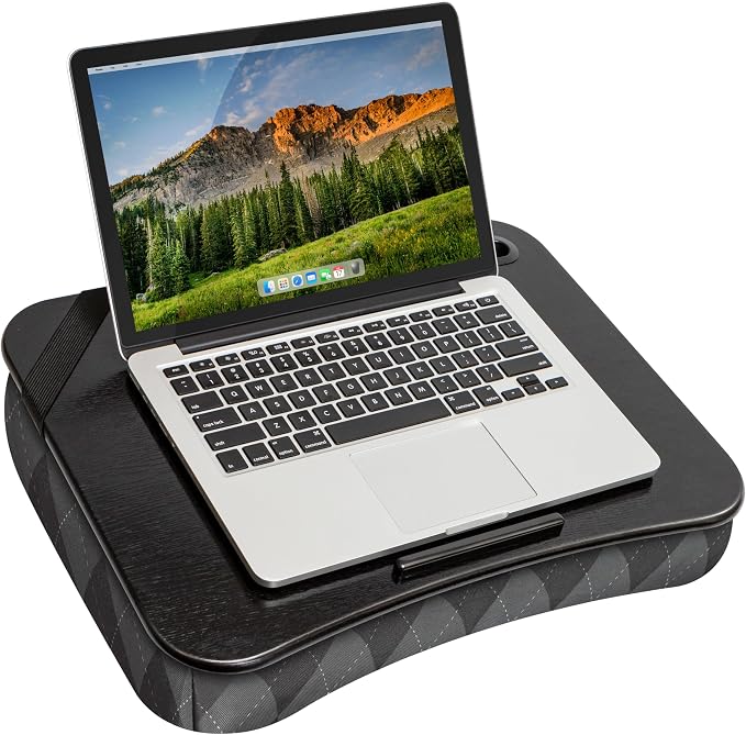 LAPGEAR Designer Lap Desk – Gray Argyle, Fits 15.6” Laptops