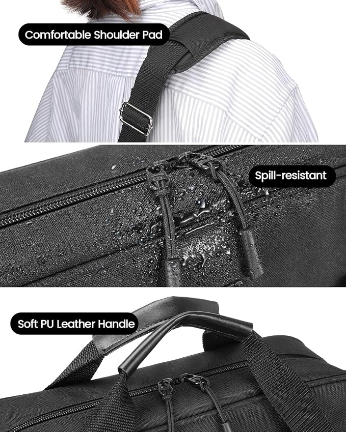 4 Inch Zipper Binder 3 Ring with Shoulder Strap,Tough/Multi-Pocket | Binder Bag with Laptop organizer for School Travel,Fit 13" MacBook & Tablet,800 Sheets Capacity,Water Resistant,Black