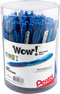 Pentel WOW! Ballpoint Pen, (1.0mm) Medium Line, Blue Ink, Pack of 60, Canister (BK440PC60C)