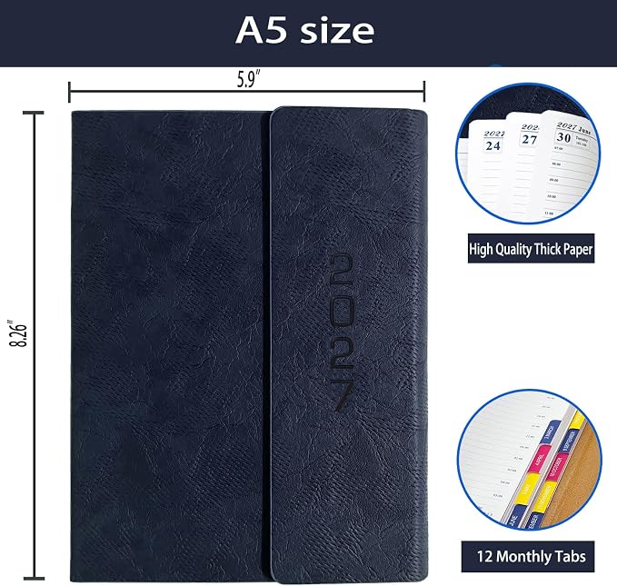 2027 Daily Planner -One Page per Day, Daily Calendar Book 8.26'' x 5.9''