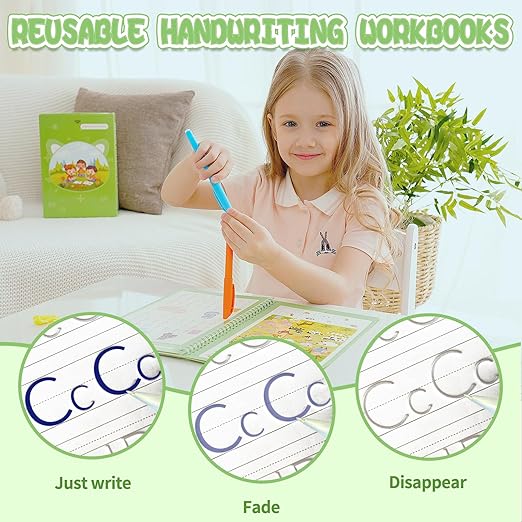 Reusable Grooved Handwriting Workbooks,Magic Copybook,Magic Writing Practice copy books, to help children improve their handwriting ink Practice Age 3-8 Calligraphy for kids(Character edition)