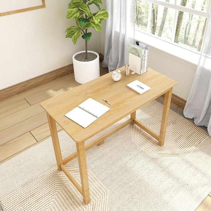 Plank+Beam Classic Desk, 40 Inch, Natural | Wooden Writing Desk, Non-Toxic Finishes, Large Desk Space, Engineered Wood, Matching Style, Solid Wood