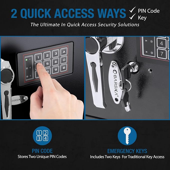 Barska Digital Depository Safe with Drop Slot – Solid Steel Lock Box for Cash, Mail & Valuables, Dual PIN Code Access, Anti-Pry Door, 2 Steel Bolts, Mounting Hardware – for Home & Office Security | Digital keypad depository safe with 5mm steel door and...
