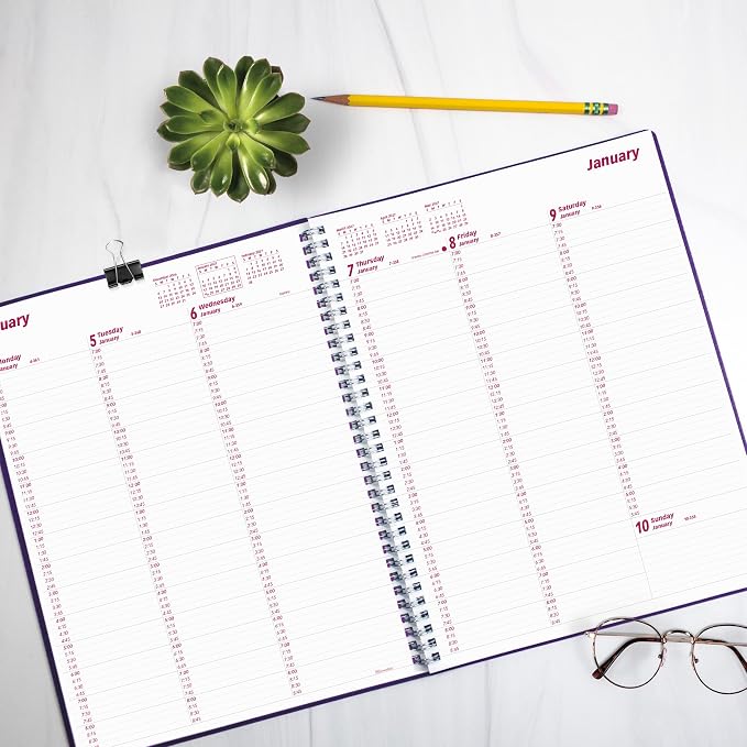 Brownline® 2027 DuraFlex Weekly Planner, Appointment Book, 12 Months, January to December, Twin-Wire Binding, 11" x 8.5", Purple (CB950V.PUR)