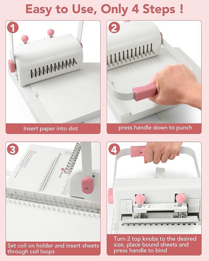 Binding Machine Hole Pitch 2:1 - Portable Book Binding Kit with 10PCS 5/8'' Binding Wires & Plier, for DIY Notebooks, Albums, Journals, and Calendars – Circle Holes, 20 Sheet Punch Capacity