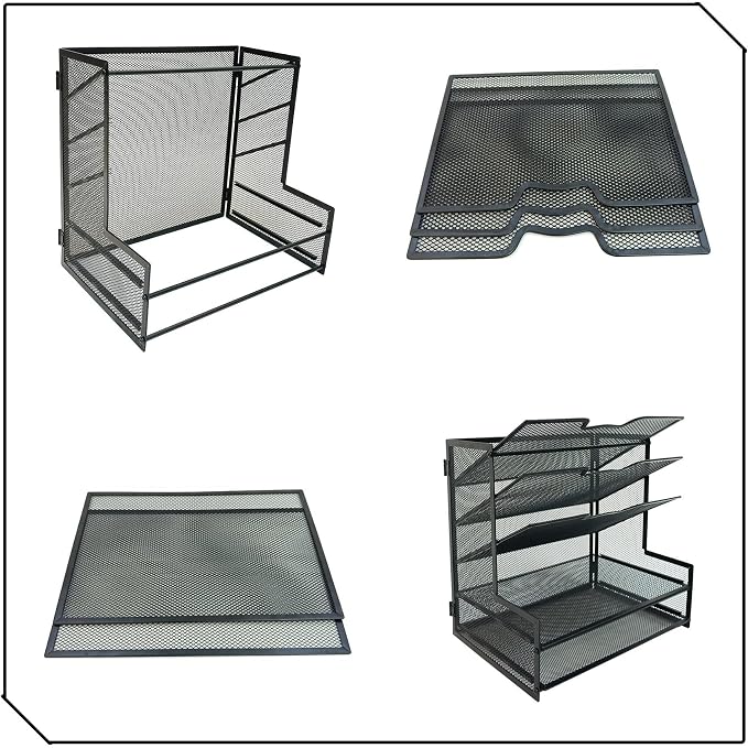5-Tier Metal Office Desk Organizer,Paper Tray Organizer for Desk,Black | Office Desk Accessories for File Organizer