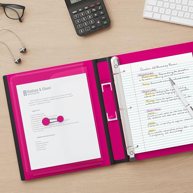 Staples Better Binder, 1-Inch 3-Ring View, Pink, 3-Pack