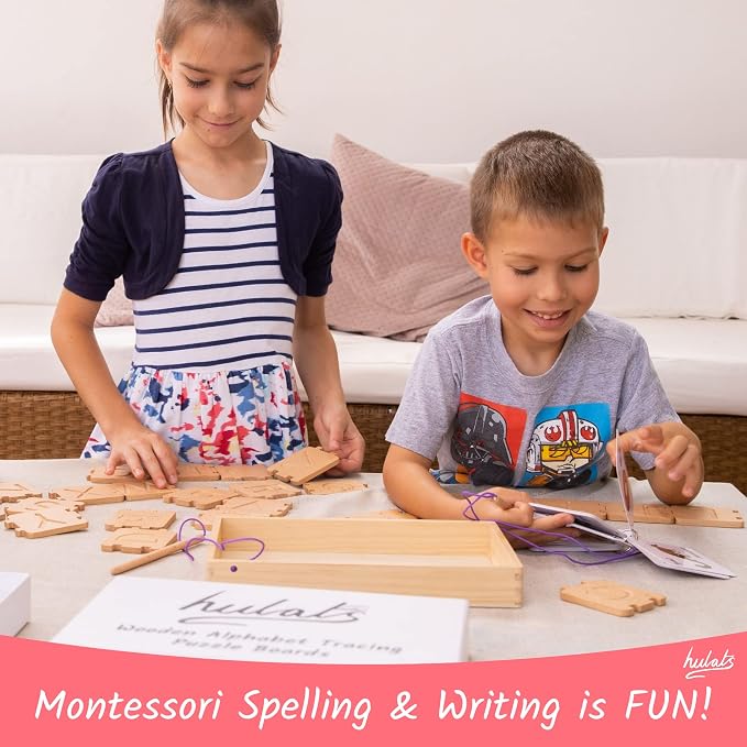 Hulats Montessori Letter Tracing Alphabet Learning Toy - Learn to Write Spelling & Tracing Letters Game Kids Ages 3-5 Sand Tray - Toddler Fine Motor Skills Toy 5 Year Old Home Schooling Material Pre-K