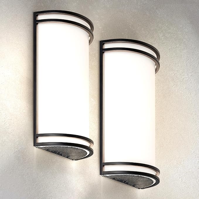 ASD Indoor LED Wall Sconce Lights - 14 Inch 20W Black Modern LED Wall Sconces Hardwired - ETL Dimmable 3000K 4000K 5000K Adjustable Sconce Light Fixture for Bedroom, Hallway, 2 Pack