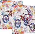 Watercolor Motocross Colorful Decorative 3 Ring Binder 1.5 Inch Large View Binders with Pockets File Organizer for Office College School, 2 Pack