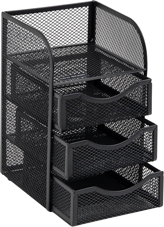 Mind Reader Desktop Accessory Storage, Paper Binder Clip Basket, Workspace, Office, Metal Mesh, 4.75"L x 5"W x 8"H, Black