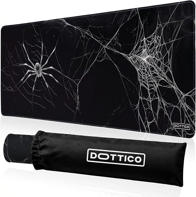XL (31.5×11.8 in) Spider Web Mouse Pad for Desk - Large Desk Mat for Keyboard and Mouse - PC Horror Gaming Mousepad with Non-Slip Water-Resistant Rubber Base, Stitched Edges (80x30 cm)