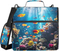 3 Ring Zipper Binder with Shoulder Strap Underwater Fish Ocean Nautical Coastal 2 Inch Zippered Binder Bag 500 Sheet Capacity Multi Pockets for School Supplies