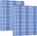 Blue Tartan Pattern 3 Ring Binder 1.5 Inch 2 Pack with 200 Sheet for Kids School Supplies Women Men Office