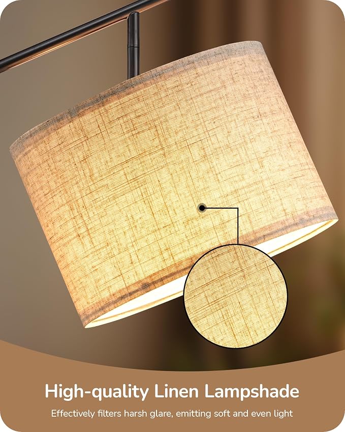 EDISHINE Black Gold Modern Floor Lamps for Living Room, Arc Standing Lamp | Bulb Included, 3 Color Temperatures, Flexible Lampshade, Foot Switch, Weighted Base, Tall Light for Office, Bedroom