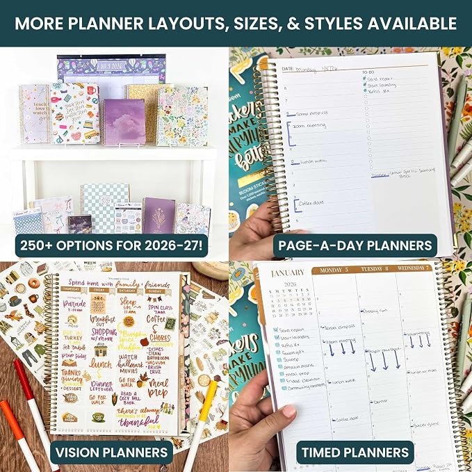 bloom daily planners HARDCOVER Planner 2026-2027 (8.5" x 11") Academic Year (July 2026 - July 2027) - 13 Months Task Goal Planner for Women - Monthly & Weekly Agenda Book - Butter Yellow Daisies