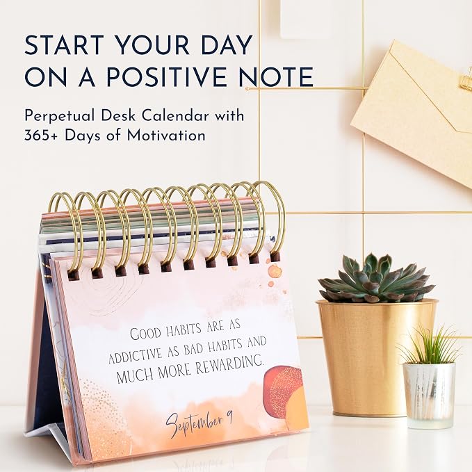 Motivational Desk Flip Calendar with 366 Daily Affirmations, Gift for Women | Inspirational Perpetual Desk Calendar, Daily Motivational Quotes, Positive Affirmations, Reflection Prompts, Office Decor