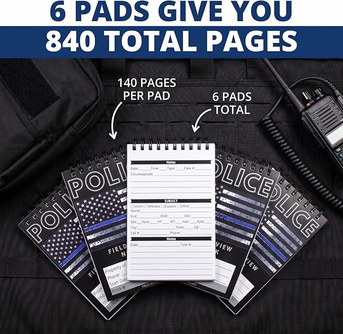 Field Equipt Police Incident Report Pocket Notepads, 5" x 3.5", 6 Pack