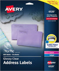 Avery Printable Return Address Labels with Sure Feed, 2/3" x 1-3/4", Glossy Clear, 600 Blank Mailing Labels (06520)