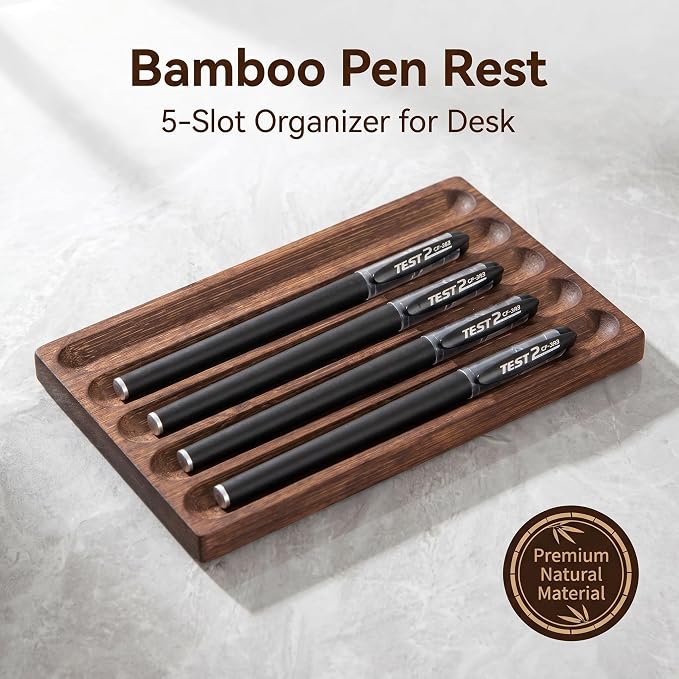 Pen holder Organizer of Office desks,Walnut Desk Pen Stand,Wave Pen TrayOffice Accessory,Teacher Gifts,Suitable for School,Home,Office Desktop Art Accessories (Walnut-5 Grid)