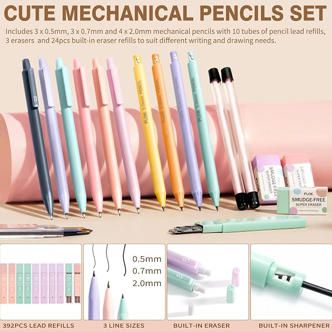 62PCS Aesthetic School Supplies Cute Back to School Supplies Stationary Set | College Preppy Essentials Kit with Large Pencil Pouch Case, Pastel Highlighters Gel Pens Mechanical Pencils for Student Girls