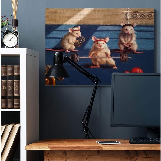 Stupell Industries Mouse Gym Humor Comic, 36 x 48 Inch Canvas Wall Art | Stupell Industries · By Lucia Heffernan · Ready to hang · Playful gift for home or office · Made in USA