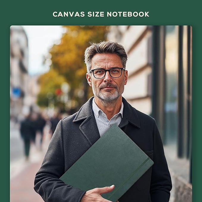 Beechmore Books A3 Sketchbook – 11.7x16.5 Premium Vegan Leather Bound Large Sketch Book Hardcover with 160 Thick 160gsm Perforated Ivory Pages, Blank Sketch Pad Gift Boxed Back Pocket Ribbon Bookmark