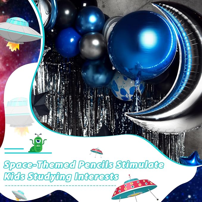 Geyee 36 Pcs Space Pencils Hawaiian Shark Themed Party Favors, Space