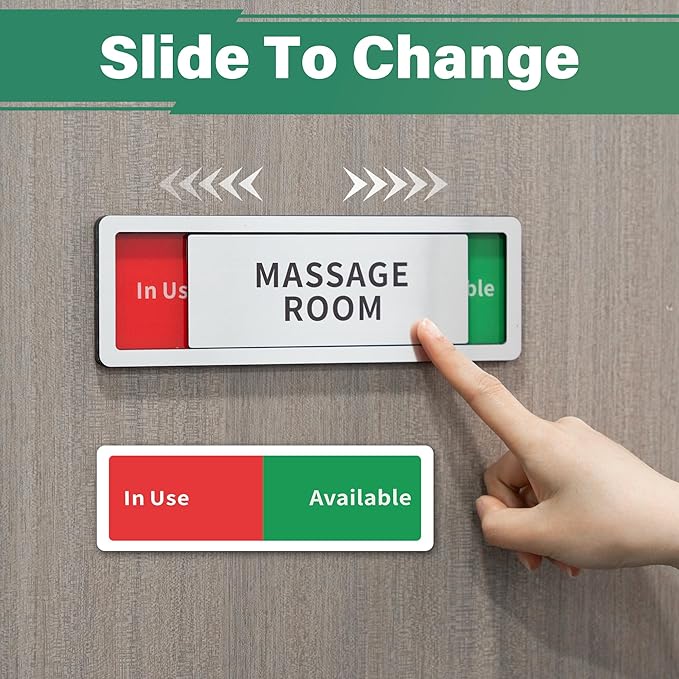 Exam Room Sign, Exam Room Numbers, In Use/Available Slider Door Signs for Therapists, School, Medical Office, Hospital-Easy Installation