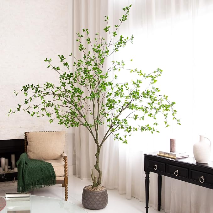 Nearly Natural 10 ft Artificial Minimalist Citrus Tree Bendable Floor Plant | Realistic 120in Sparse Foliage, Weighted Nursery Planter Included, Perfect for High-Ceiling Living Rooms and Home Offices