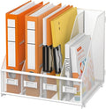 DALTACK 4-Slot Magazine File Holder, Metal Binder Holder, White | Iron Mesh Construction, Labeled Sections for Easy Sorting, Anti-Slip Feet, Binder and Folder Storage for Office, Classroom