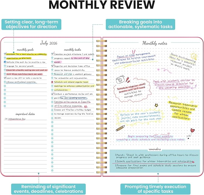 Monthly Planner 2026-2027, 18 Months Calendar, Jul 2026-Dec 2027