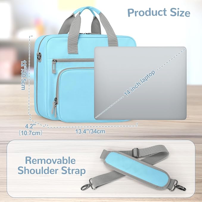 Yarwo 2026 Upgraded Zipper Binder 3 Ring Binder Bag with Pencil Pouch | 500 Sheets Capacity, 5-Tab Expanding File Folder, 14” Laptop Padded Sleeve, Shoulder Strap, for College, Office, Home, Blue
