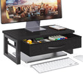 Computer Monitor Stand Riser, Desk Organizers and Accessories with Drawer, 2-Tier Laptop Stand for Desk, Office Organizer Storage, Wood