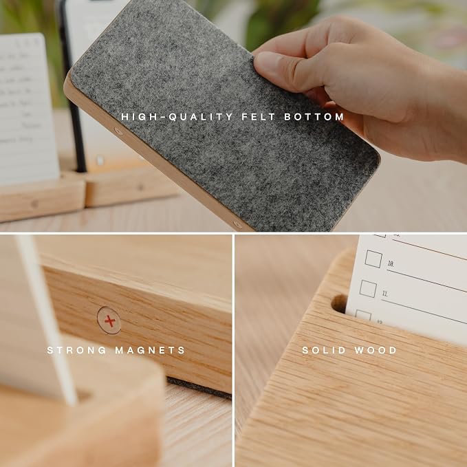 COREMINDED Modular Office Desk Organizer Tray Set - Solid Wood Desk Tray with Felt Lining - Desktop Organizer Wood Desk Accessories - Set B