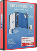 Staples Better Binder, 1-Inch 3-Ring View, Pink, 3-Pack