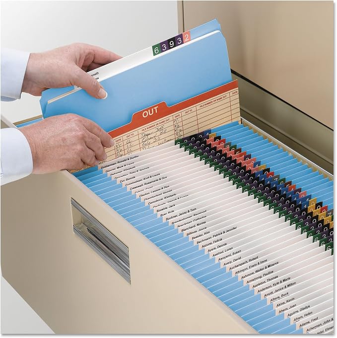 Smead File Folder, Reinforced Straight-Cut Tab, Letter Size, Blue, 100 per Box (12010)