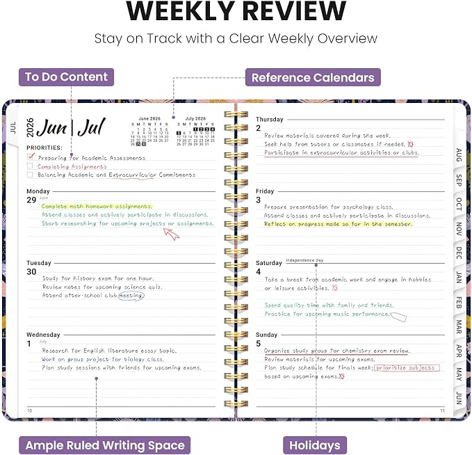 ZOTIA Planner 2026-2027 Weekly & Monthly Calendar Planner Jul 2026-Jun 2027