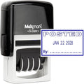 MaxMark Office Self Inking Date Stamp with Phrase Posted - Blue Ink