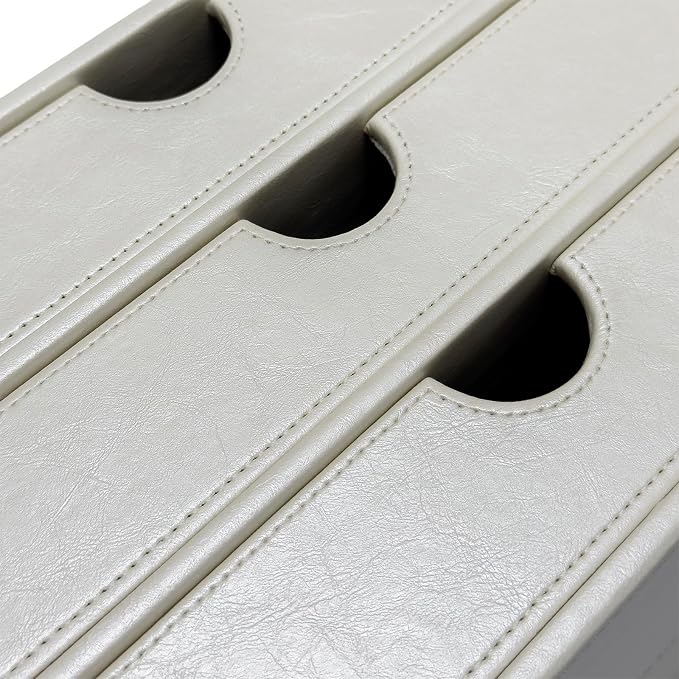 UnionBasic Document Organizer, 3-Drawer File Cabinet Document Storage Box, Office Desktop Filing Organizer, Creamy White | Document Storage Box, Office Desktop Filing Organizer, Printed Oil Faux Leather