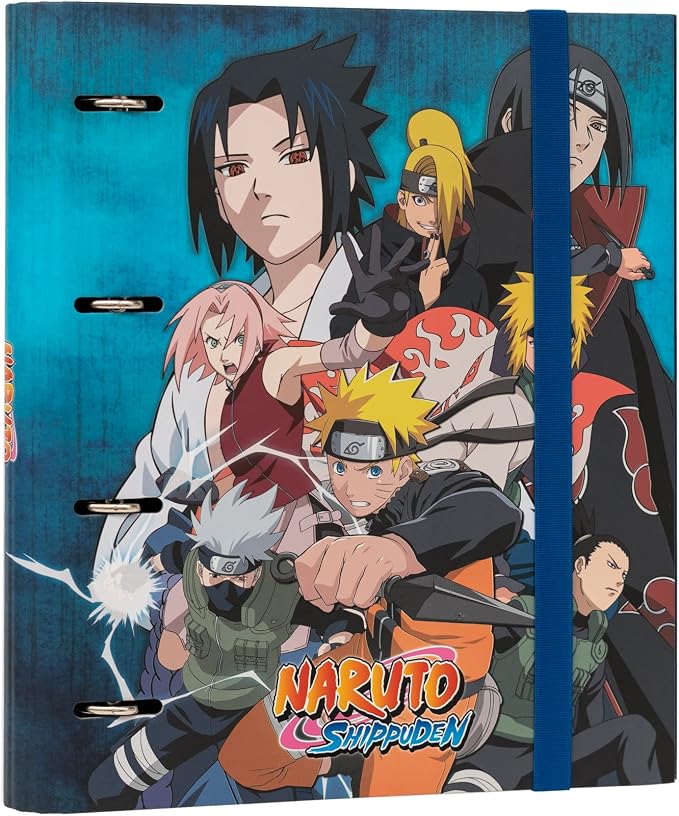 Grupo Erik 4 Ring Binder A4 - Naruto Shippuden | 10.6 x 12.6 inches - 27 x 32 cm - A4 Ring Binder Folder, Document Folder | Naruto Manga Gifts
