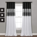 Lush Decor Night Sky Window Curtain Panel, Single, 42" W x 108" L, Black & White - Sequin Curtains - Sparkle & Color Block Design - Modern Glam Decor - Extra Long Curtains For Bedroom & Living Room
