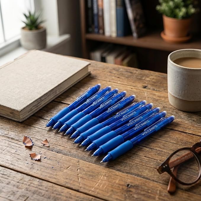 Volcanics Retractable Clicker Erasable Gel Pens, Blue Ink, 0.7mm, 36 Pack